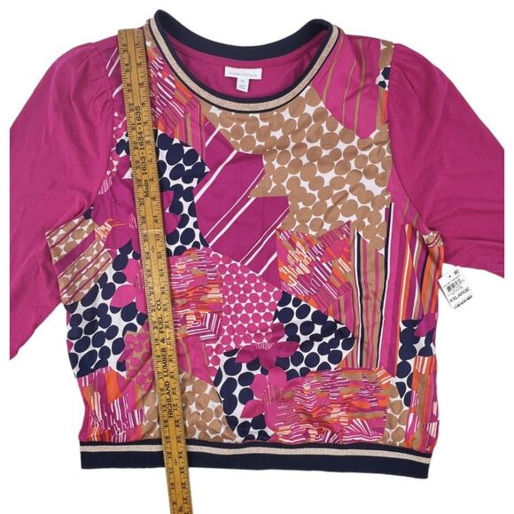 NEW Charter Club Top Womens XXL Pink Bold Pattern Silky Pullover Long sleeve - Picture 12 of 12